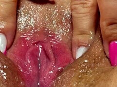 Mira Flame enjoys a close solo orgasm moment with her delicate touch