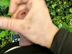 Enthousiasteling, Grote lul, Europees, Homo, Duits, Handbeurt, Buiten, Alleen