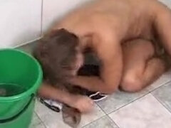 Ashtray puppy slave beaten up & humiliated by 2 mistress