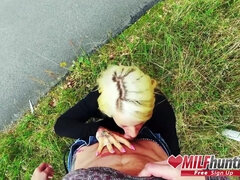 Hot outdoor fuck with blonde MILF Harleen van Hynt - Pov reality amateur hardcore