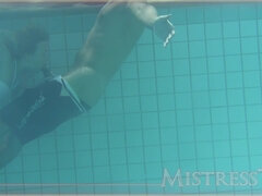 Femdom handjob Underwater Seduction Darkhaired Babe