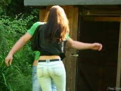 Spermaladung, Jeans, Nackt, Im freien, Pissen, Satin, Dusche, Nass