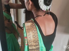 Shivani in Green Saree Getting Ready. Uncut Full Video.