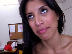 Busty Colombian Soffie rides cock in the office