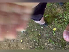 Amatør, Britisk, Håndjob, Imellem racer, Udendørs, Offentlig