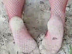 Amatør, Fetisj, Fotfetisj, Sexy undertøy, Moden, Utendørs, Portugesisk