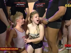 Piss and Cum for German blonde teen sluts  - 666Bukkake