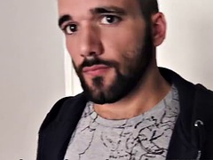 Bearded newbie enjoys rough drilling after blowjob