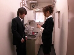 Incredible Japanese whore in Crazy Office, Handjob JAV clip