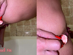 Sperm Drain 6. Blonde Lets Cum Out of Her Ass in Portion. Shower Solo!