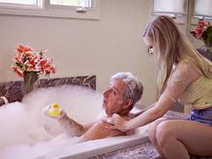 NotMyGrandpa - Not So Innocent Babe Mae Milano Helps Tommy Gunn With His Big Boner To Feel Better