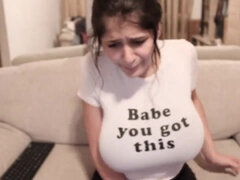 Petite teen with huge natural tits hard cumming on web - Teen