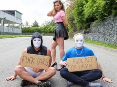 18, 자동차, 도기스타일, 나이든, 자연의 가슴, 야외의, 청소년, 젖가슴