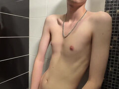 Handsome Guy Asta Boy Jerks off and Cums in a Public Toilet