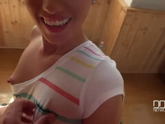 Bruinharig, Hd, Hongaars, Gezichtspunt, Tatoeage, Tiener, Tieten likken