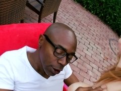 Black dude gets his 12 inch cock inside a hot white girls cunt