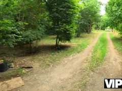 Hot Brunette with Pierced Nipples and Tattoos Fucks Stranger in Woods - Alexa Throat & Jack 23