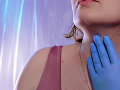ASMR: medical nitrile gloves, touching face, relaxing sounds, free video SFW Arya Grander