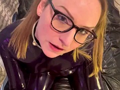 Solo anal play to Fuck latex suit