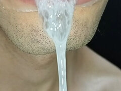 Cum in My Mouth, Play with Your Cum, and Swallow It, Close-up, Naughty Gay, Tongue, Sloopy
