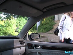 Angelina pretty European blonde seduced in car - reality