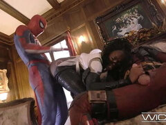 黒人, フェラチオ, バック, 黒人, 手コキする, 異人種間, シゴき, 三人