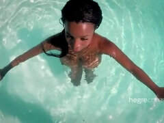 Ebony Babe's Pool Party with Big Tits