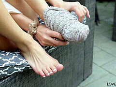 Gianna Dior seduces older man on LoveHerFeet and gets her pussy drilled