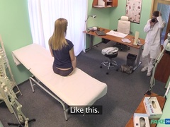 Innocent blonde gets the doctors massage