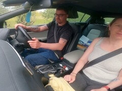 Stepmom teaches stepson driving while showing off her boobs and hinting at a blowjob