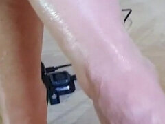 Sexy tapping in green heels and open toes.