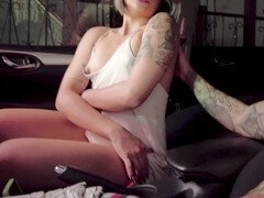 Tattooed girl gets rough deepthroat with slapping