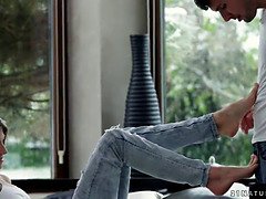 Incrível, Boquete, Pau, Pés, Fetiche por pé, Sexo com pé, Jeans, Orgasmo