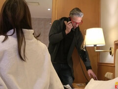 Petite brunette with small tits screwed in the hotel room