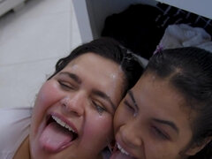 Svart, Avsugning, Sperma shot, Hd, Latina, Naturliga tuttar, Fitta, Trekant