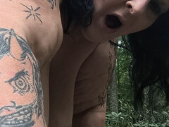 In the Fall Leaves He Bends This Fat Ho Over That Big Tree