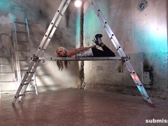 Carla Cox under construction hogtied