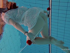 Niemowlę, Brunetka, Włochaty, Basen, Publiczny, Rosyjski, Cycki, Podwodny