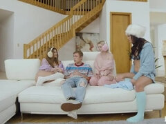 Stora tuttar, Blondin, Grupp, Hd, Stockings