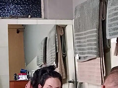 화장실, 커플, 핸드잡, 집에서 만든, 나이든