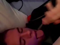 Loona Shemale Trans Stroke a Cumshot on Her Face Come Se This Little Bitch Cum on Herself