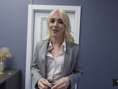 Grosser schwanz, Blondine, Blasen, Hundestellung, Büro, Pov, Jungendliche (18+), Titten