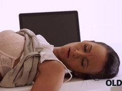 Check out this young Czech babe savoring the chief's dick in a nice older video