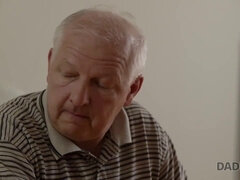 Kinky MILF gets her pussy creamed by old man after wild fucking and fingering