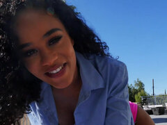 Américain, Noire, Queue, Lunettes, Fille latino, Chatte, Tatouage