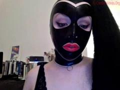 Latex Hooded Naughty Camgirl: Amateur, Brunette  Fetish Porn