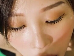 아시안, 오랄섹스, 사정 샷, 귀여운, 핑거링, 조그마한, 젖가슴