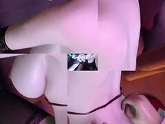 3D Huge Boobs Slut Asian Whore Wearing Sexy Lingerie Sitting on the Big Dick