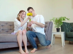 Blond, Pijpbeurt, Sperma shot, Sperma in gezicht, Vingeren, Vriendin, Mager, Tiener