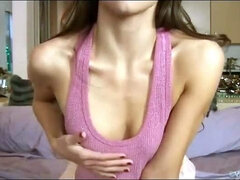 Gorgeous chick Celeste Star slides her panties to the side and plays with her eager cunt